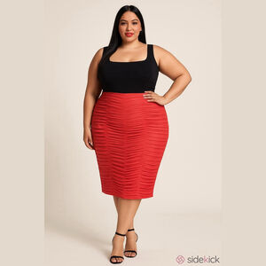 Soraya Golyari Hot Pink Ruched Pencil Skirt Size 2X Women’s Stretch High Waist